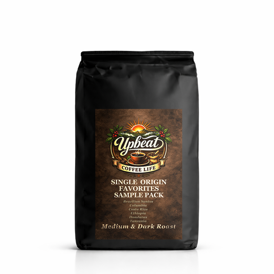 Single Origin Favorites Sample Pack: Brazil Santos, Columbia, Costa Rica, Ethiopia, Honduras, Tanzania